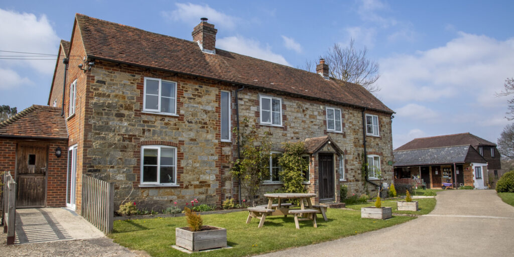 The front of Nutley Edge, an eighteenth century farmhouse where Outward's supported holidays for adults with learning disabilities and autism take place. 